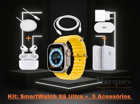 Kit: SmartWatch X8 Ultra + Acessórios Unique