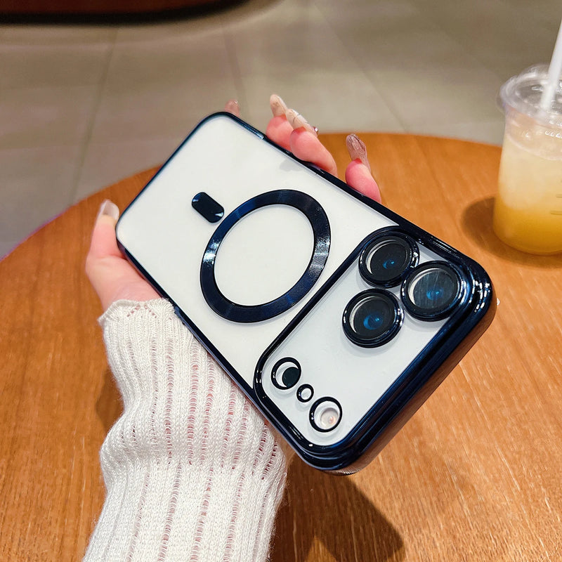 Case | Capinha Slim transparente PU com magsafe e proteção das lentes - Linha 17 iPhone