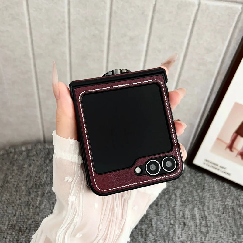 Case | Capa Linha Z Flip em Couro com anel e suporte magsafe