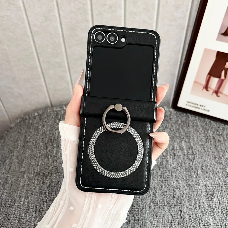 Case | Capa Linha Z Flip em Couro com anel e suporte magsafe