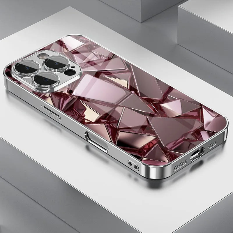 Capa Cristalizada Geométrica Ultra Realista - iPhone 11 ao 17 Pró Max
