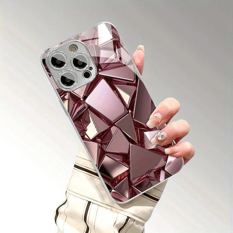 Capa Cristalizada Geométrica Ultra Realista - iPhone 11 ao 17 Pró Max