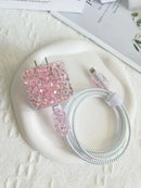 Kit 3 peças Protetor de Carregador - Glitter Rosa