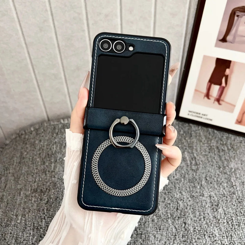 Case | Capa Linha Z Flip em Couro com anel e suporte magsafe