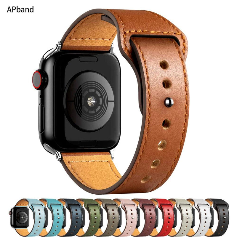 Pulseira de couro p/ iWatch series 3 4 5 6 SE 7 - Loja Marques