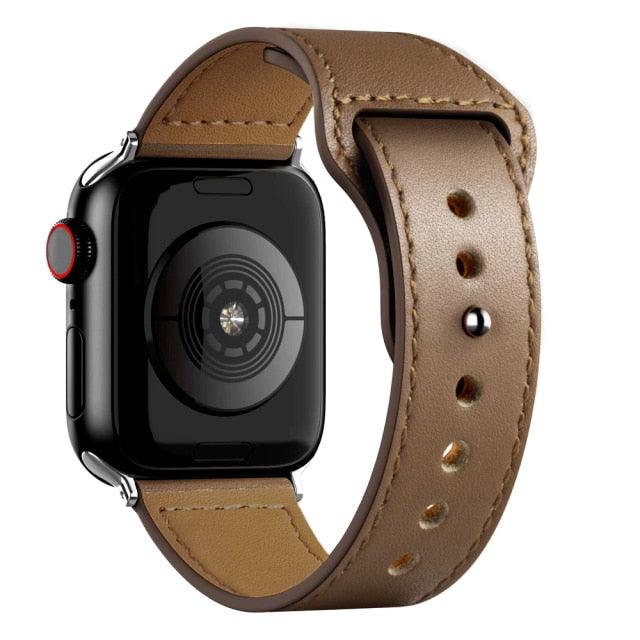 Pulseira de couro p/ iWatch series 3 4 5 6 SE 7 - Loja Marques