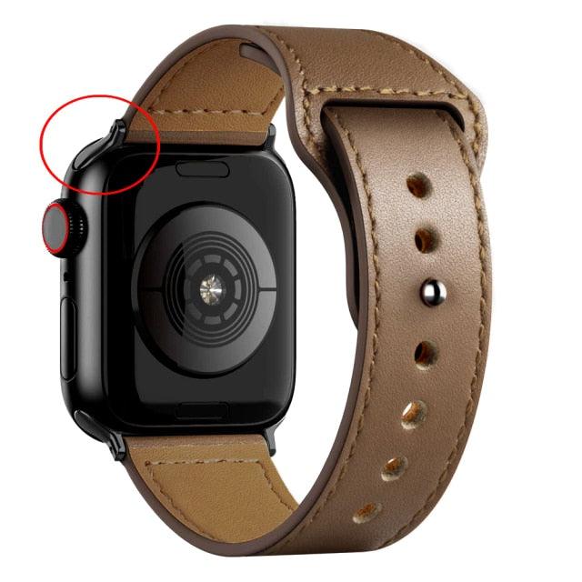 Pulseira de couro p/ iWatch series 3 4 5 6 SE 7 - Loja Marques