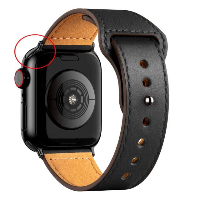 Pulseira de couro p/ iWatch series 3 4 5 6 SE 7 - Loja Marques