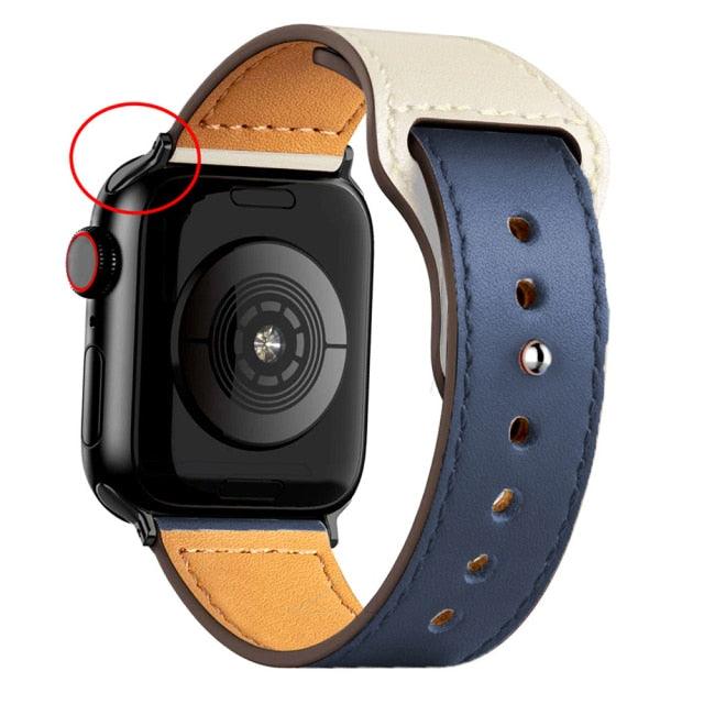 Pulseira de couro p/ iWatch series 3 4 5 6 SE 7 - Loja Marques