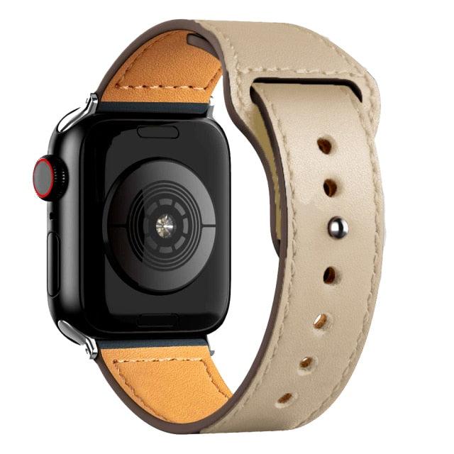 Pulseira de couro p/ iWatch series 3 4 5 6 SE 7 - Loja Marques